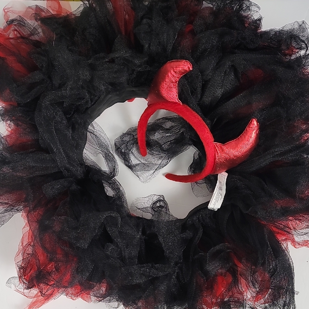 Black and Red Devil Tutu with Headband Halloween Costume
